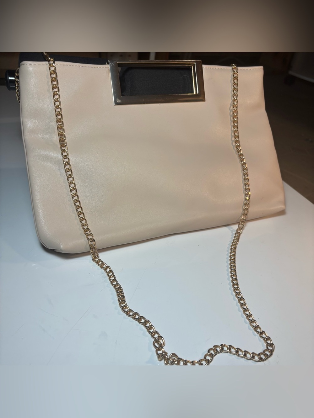 Cream Chain-Handle Women's Clutch